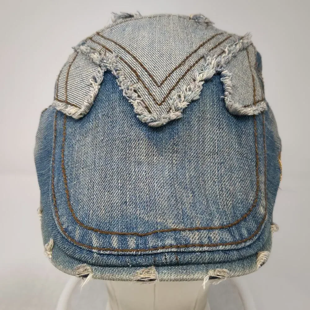 Jamont Newsboy Cap Hat Blue One Size Slideback Denim Patchwork Contrast Stitch